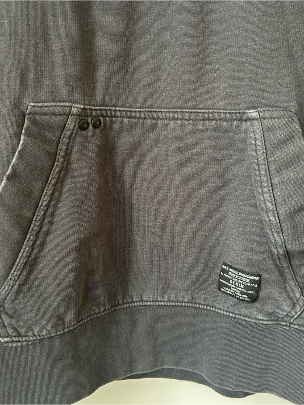 🟢 5 for $25 🟢 Jack & Jones Hoodie XL Charcoal Vintage Wash Y2K Minimal Streetwea - Picture 3 of 8